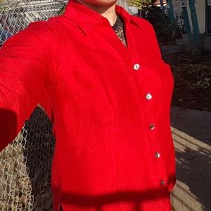 Red Raw Silk Travelsmith top